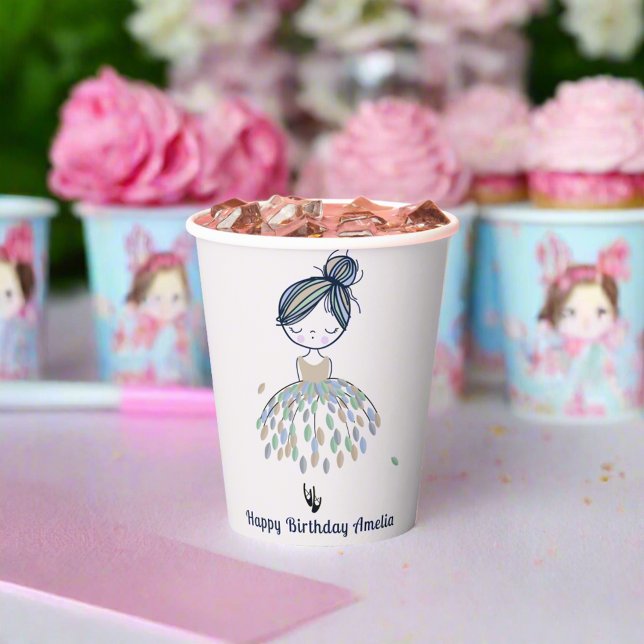 Cute Little Ballerina Princess Birthday Party Girl Paper Cups (Creator Uploaded)