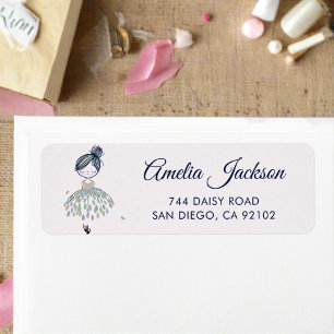 Cute Little Ballerina Princess Girl Return Address