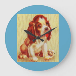 cute little beagle puppy large clock