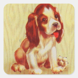 cute little beagle puppy square sticker