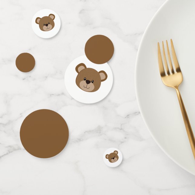 Cute Little Bear Brown Face Confetti (Group)