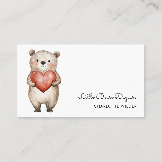 Cute Little Bear Daycare Business Card (Front)