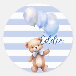 Cute Little Bear in Blue Classic Round Sticker