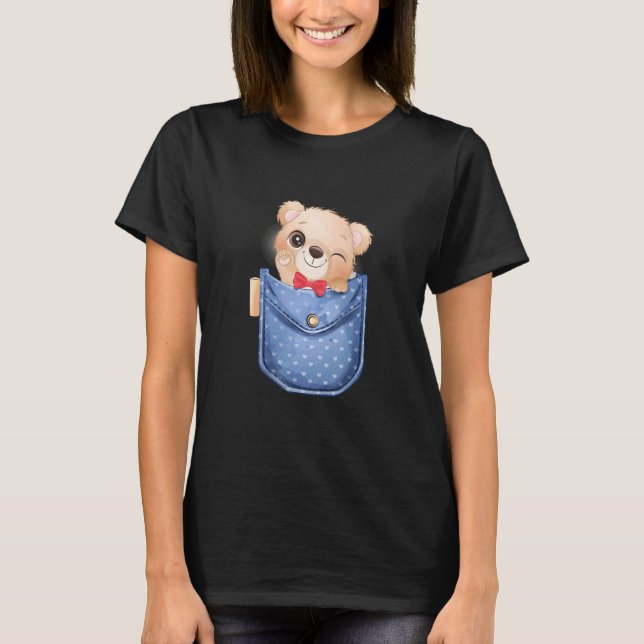 Cute Little Bear In Your Pocket  Giraffe T-Shirt (Front)