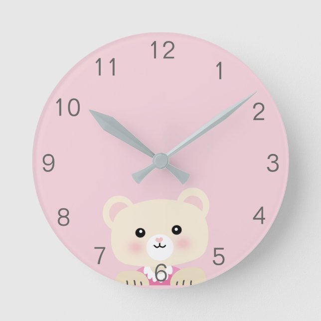 Cute little bear Nursery room Wall Clock (Front)