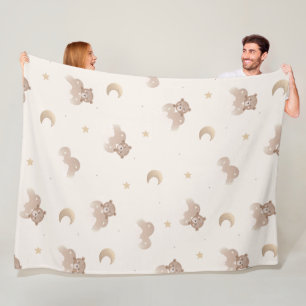Cute Little Bear Pattern Fleece Blanket
