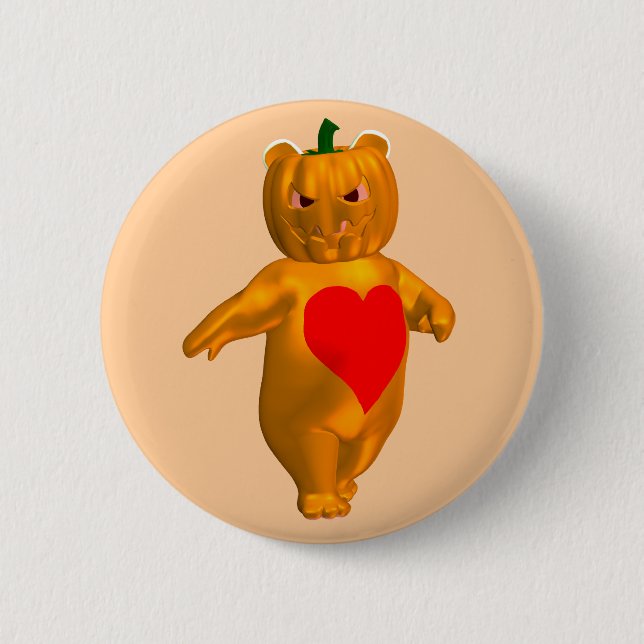 Cute Little Bear With Pumpkin Head 6 Cm Round Badge (Front)