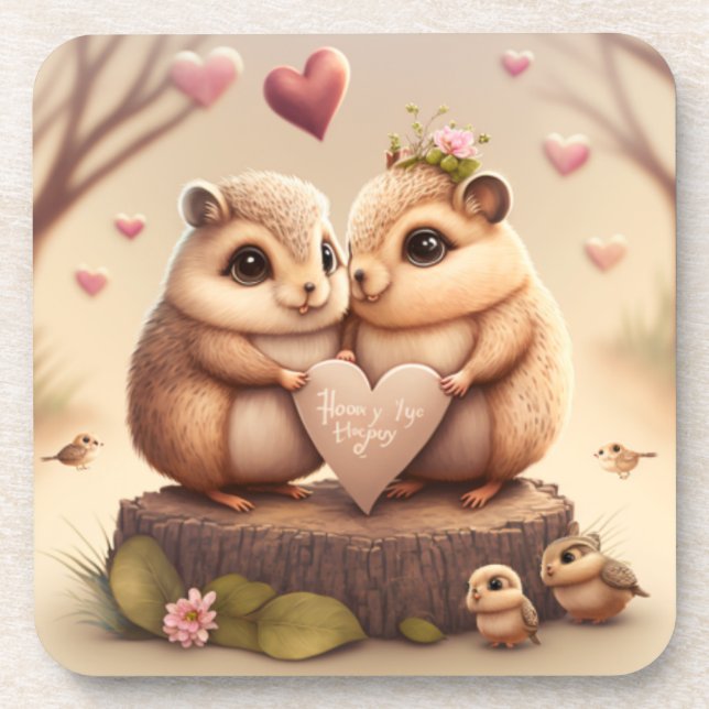 Cute little bears cartoon  coaster (Front)