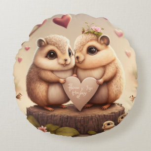 Cute little bears cartoon round cushion