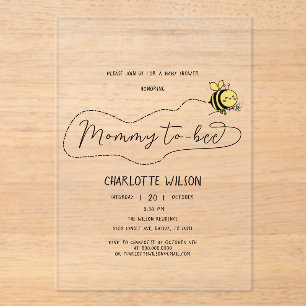 Cute Little Bee Baby Shower Acrylic Invitations
