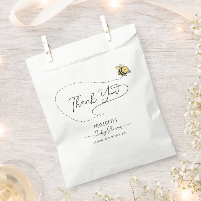 Cute Little Bee Baby Shower Favour Bags (Clipped)