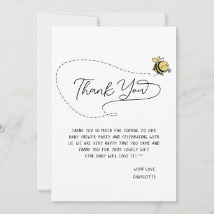 Cute Little Bee Baby Shower Thank You Card