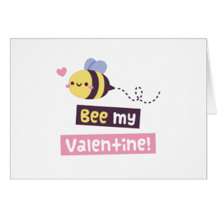 Cute Little Bee, Bee My Valentine Pun Greeting
