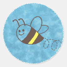 Cute Little Bee Flying Blue Watercolor Baby Shower