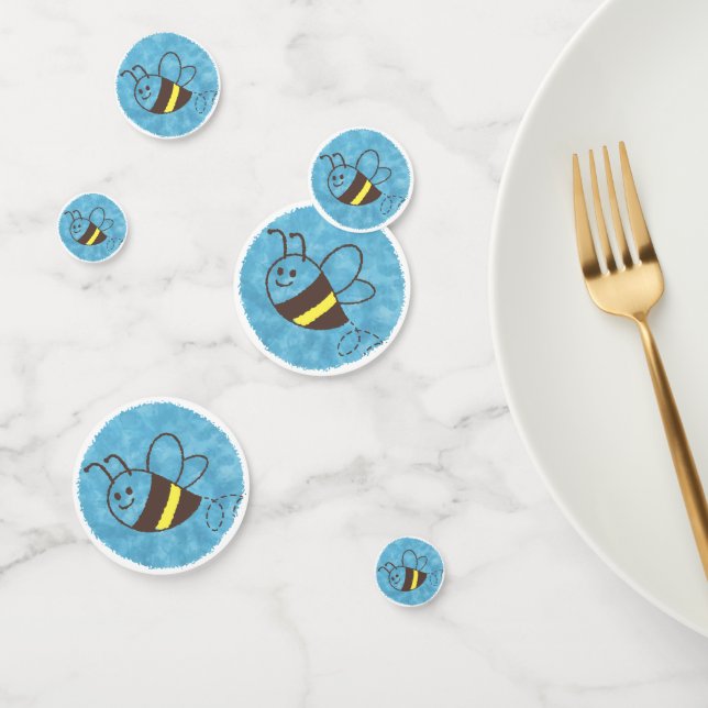 Cute Little Bee Flying Blue Watercolor Baby Shower Confetti (Group)