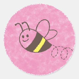 Cute Little Bee Flying Pink Watercolor Baby Shower Classic Round Sticker