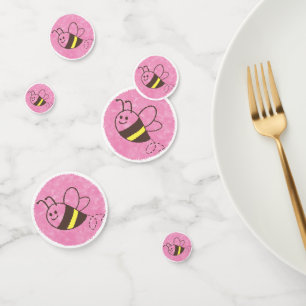 Cute Little Bee Flying Pink Watercolor Baby Shower Confetti