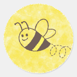 Cute Little Bee Flying Watercolor Baby Shower Classic Round Sticker