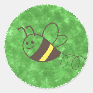 Cute Little Bee Flying Watercolor Baby Shower Classic Round Sticker