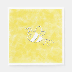 Cute Little Bee Flying Watercolor Baby Shower Napkin