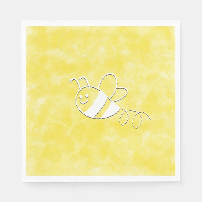 Cute Little Bee Flying Watercolor Baby Shower Napkin (Front)