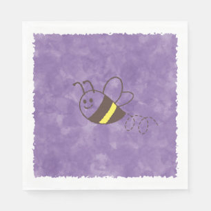 Cute Little Bee Flying Watercolor Baby Shower Napkin