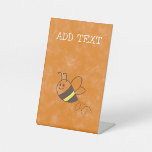 Cute Little Bee Flying Watercolor Baby Shower Pedestal Sign