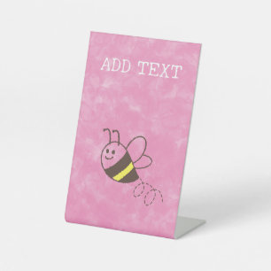 Cute Little Bee Flying Watercolor Baby Shower Pedestal Sign