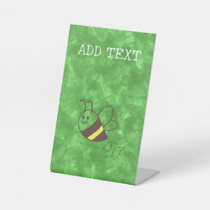 Cute Little Bee Flying Watercolor Baby Shower Pedestal Sign