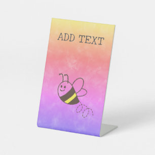Cute Little Bee Flying Watercolor Baby Shower Pedestal Sign
