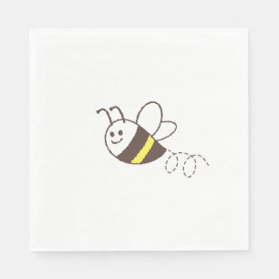 Cute Little Bee Flying White Baby Shower Napkin