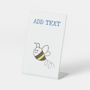 Cute Little Bee Flying White Baby Shower Pedestal Sign