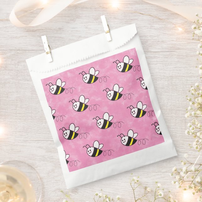 Cute Little Bee Pattern Watercolor Baby Shower Favour Bags (Clipped)