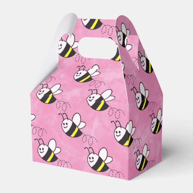 Cute Little Bee Pattern Watercolor Baby Shower  Favour Box (Back Side)