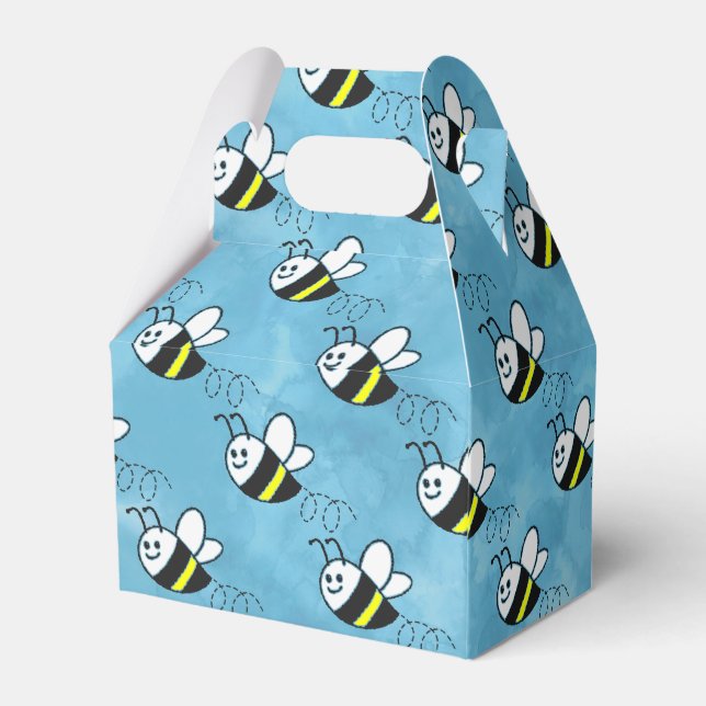 Cute Little Bee Pattern Watercolor Baby Shower  Favour Box (Back Side)