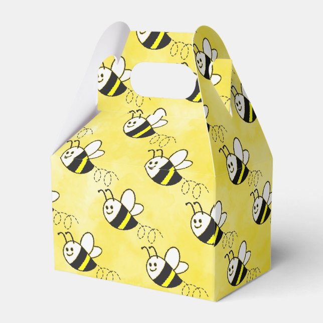 Cute Little Bee Pattern Watercolor Baby Shower  Favour Box (Back Side)