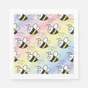 Cute Little Bee Pattern Watercolor Baby Shower Napkin
