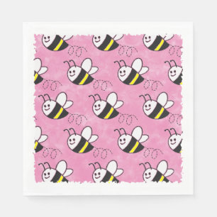 Cute Little Bee Pattern Watercolor Baby Shower Napkin