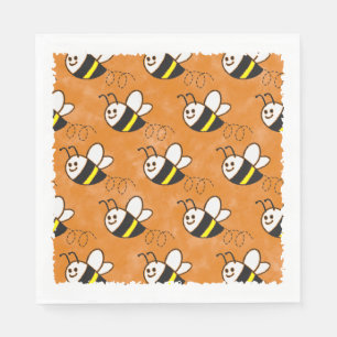 Cute Little Bee Pattern Watercolor Baby Shower Napkin