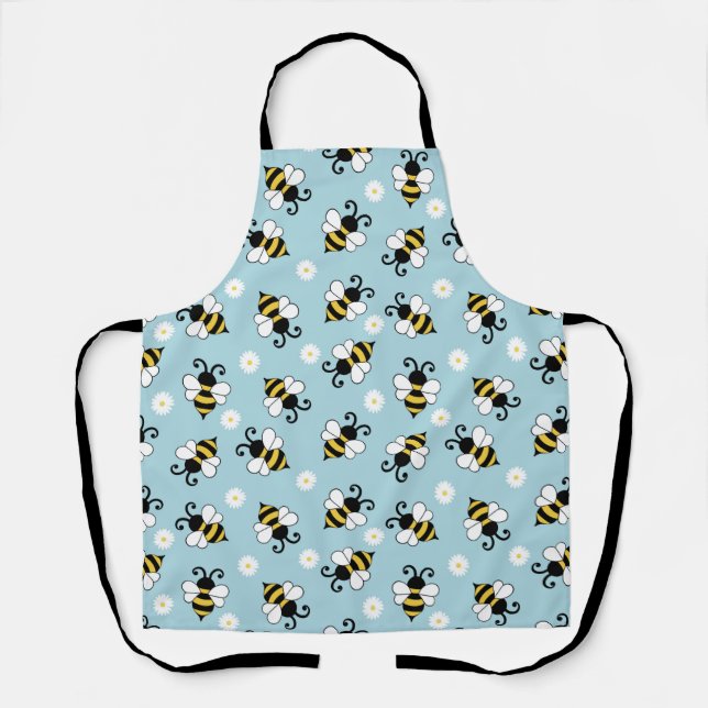 Cute little bees and daisy flowers pattern  apron (Front)