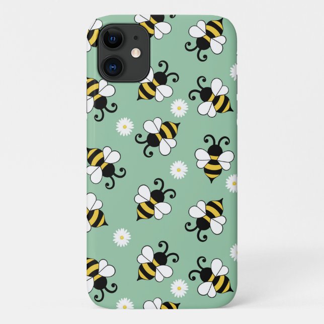 Cute little bees and daisy flowers pattern  Case-Mate iPhone case (Back)