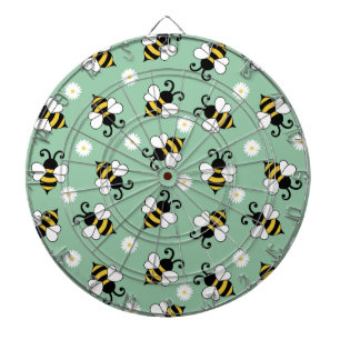 Cute little bees and daisy flowers pattern dartboard