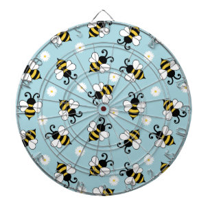 Cute little bees and daisy flowers pattern dartboard