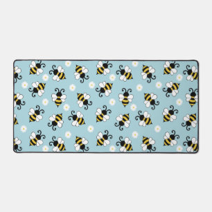 Cute little bees and daisy flowers pattern  desk mat