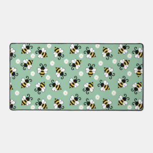 Cute little bees and daisy flowers pattern desk mat