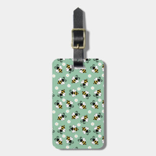 Cute little bees and daisy flowers pattern luggage tag