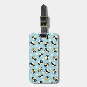 Cute little bees and daisy flowers pattern luggage tag