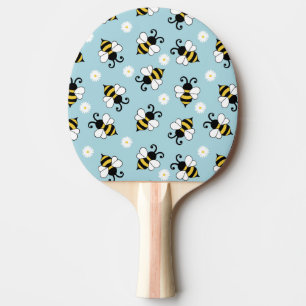 Cute little bees and daisy flowers pattern ping pong paddle