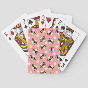 Cute little bees and daisy flowers pattern  playing cards