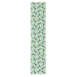 Cute little bees and daisy flowers pattern  short table runner